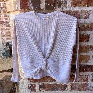Zara Girls Oatmeal, Ribbed, Twist Front, Long Sleeve Shirt - Size 11/12